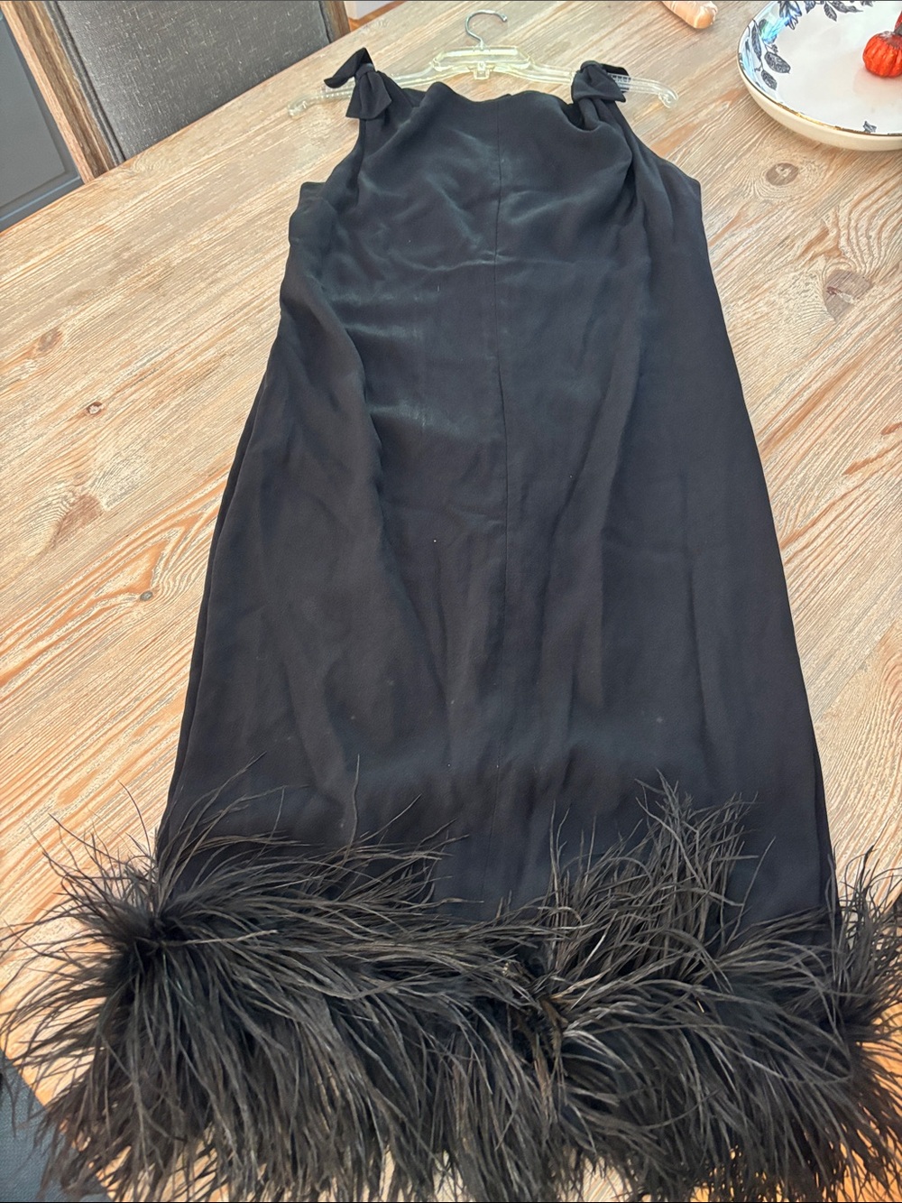 Authentic vintage flapper dress with ostrich feather along hemline.